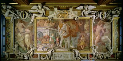 The Triumphal Elephant, Allegorical Tribute to Francis I, Decorative Scheme in the Gallery of Francis I (detail) by Giovanni Battista Rosso Fiorentino